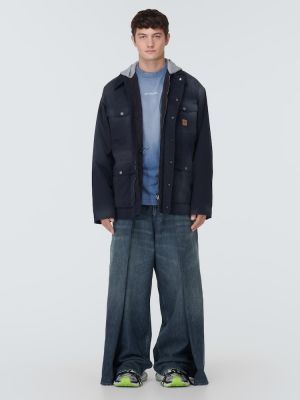 Plisované straight fit džíny s vysokým pasem relaxed fit Balenciaga modré
