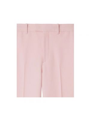 Proste spodnie wełniane w kratkę Burberry różowe