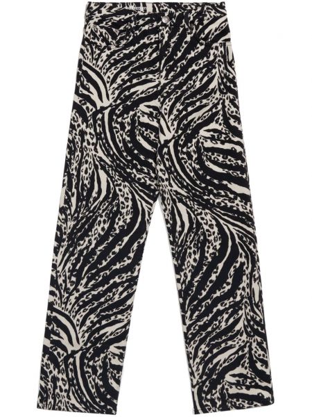 Zebra desenli baskılı kot pantolon 7/8 Bimba Y Lola siyah