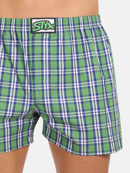 Kostkované boxerky Styx zelené