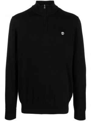 Памучен пуловер бродиран Timberland черно