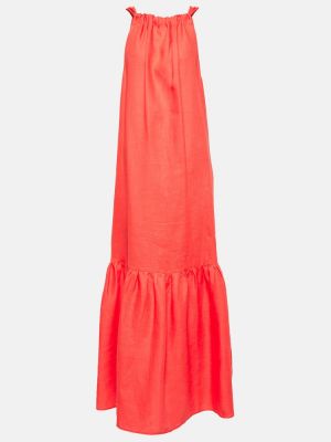 Lenvászon hosszú ruha Asceno piros