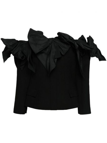 Bluzka z kokardką oversize Oscar De La Renta czarna