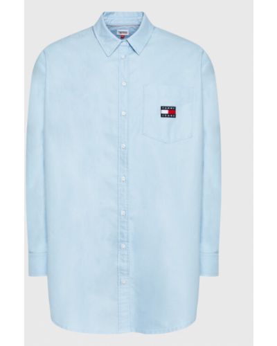 Priliehavá rifľová košeľa Tommy Jeans Curve modrá