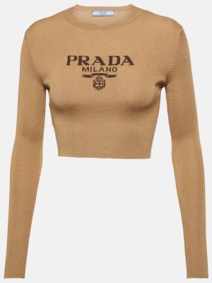 Jedwabny sweter Prada beżowy