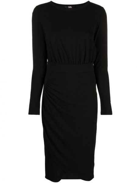 Jersey hímzett hosszú ruha Karl Lagerfeld fekete