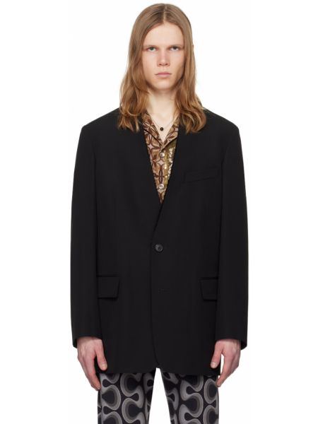 Черный пиджак с необработанными краями Dries Van Noten