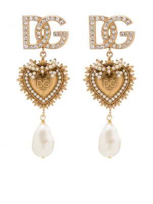 Pendientes con perlas con corazón Dolce & Gabbana dorado