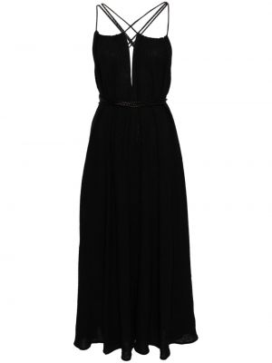 Βαμβακερή μίντι φόρεμα από λυγαριά Caravana μαύρο