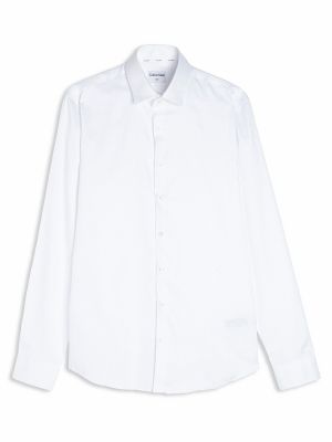 Camisa slim fit de algodón Calvin Klein blanco