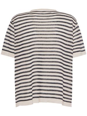 Svītrainas lina t-krekls 's Max Mara balts