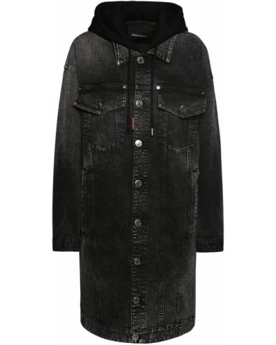 Oversized kabát s kapucí Dsquared2 černý
