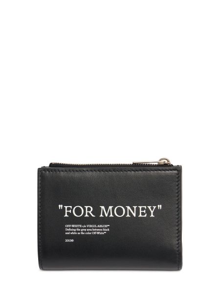 Kožená peněženka na zip Off-white černá