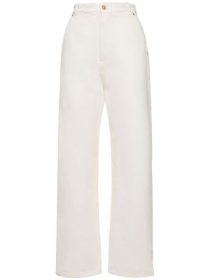 Bavlněné rovné kalhoty Bally bílé