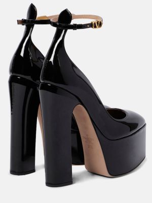 Кожени полуотворени обувки на платформе Valentino Garavani черно