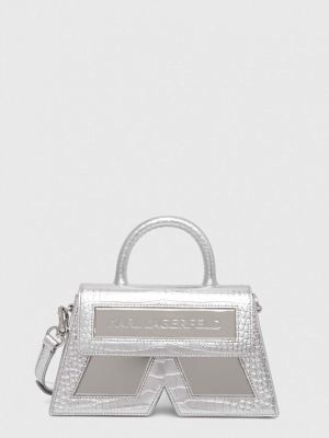 Срібна шкіряна сумка через плече Karl Lagerfeld