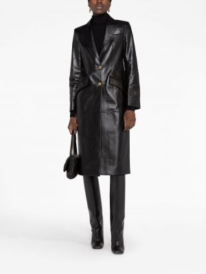 Manteau en cuir réversible Versace noir
