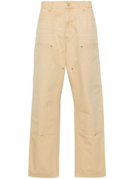 Bavlněné rovné kalhoty Carhartt Wip béžové