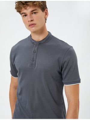 Приталенная рубашка на пуговицах с коротким рукавом Koton серая