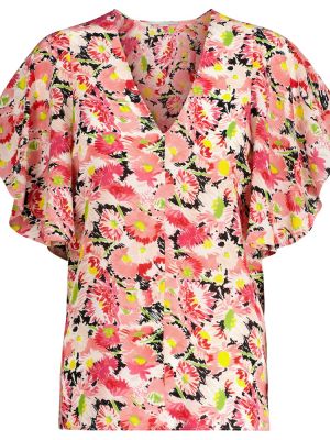 Bluză de mătase cu model floral Stella Mccartney roz