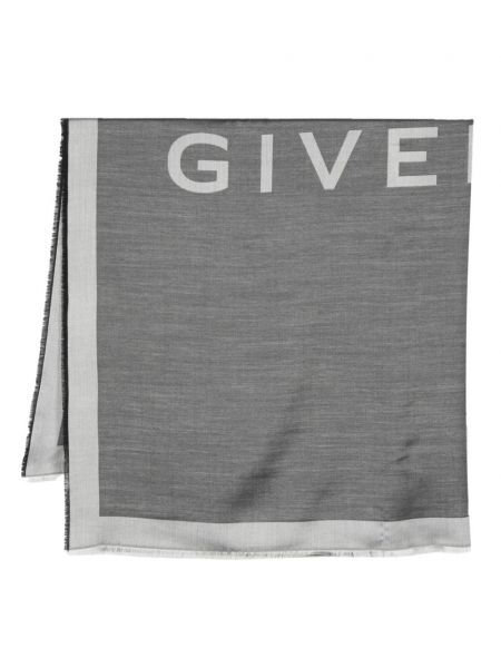 Жакардов копринен вълнен шал Givenchy сиво