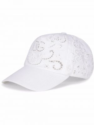 Haftowana czapka z daszkiem w kwiatki Dolce And Gabbana biała