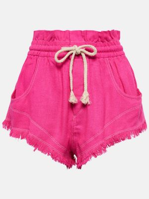Pantaloni scurți cu talie înaltă de mătase Marant Etoile roz