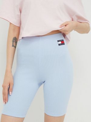 Панталон с висока талия с апликация Tommy Jeans синьо