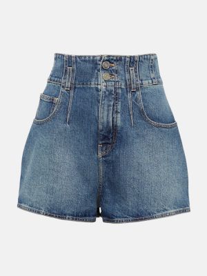 Shorts di jeans a vita alta Alaã¯a blu