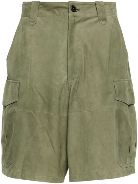 Kratke hlače kargo od brušene kože Closed zelena
