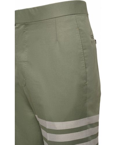 Bavlnené klasické nohavice Thom Browne zelená
