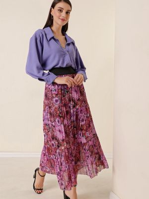 Plisovaná voľná sukňa By Saygı fialová