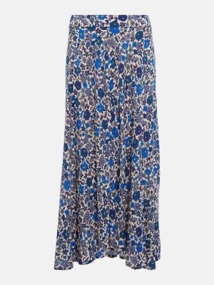 Midi suknja od samta s cvjetnim printom Velvet plava