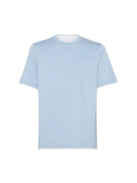 Koszulka bawełniana Brunello Cucinelli niebieska