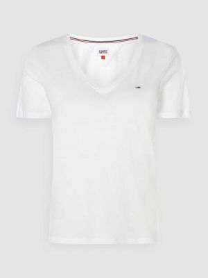Koszulka bawełniana slim fit Tommy Jeans biała