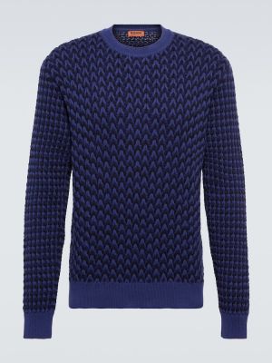 Памучен пуловер Missoni синьо