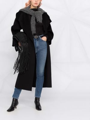 Oversized kašmírový vlněný kabát Totême černý