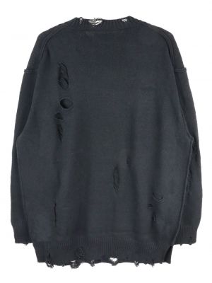 Sweter z przetarciami bawełniany Yohji Yamamoto czarny