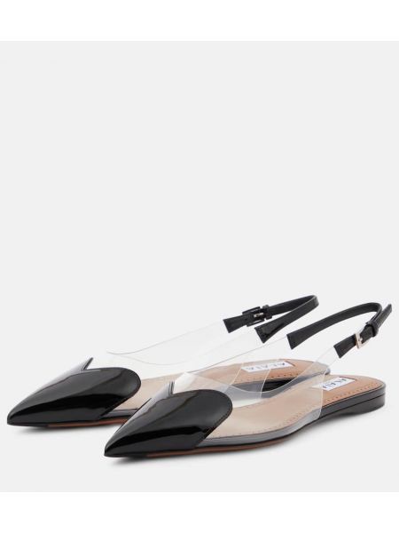 Nyitott sarkú lakkozott bőr balerina cipők Alaïa fekete