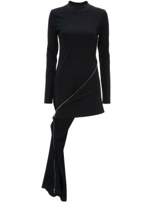 Viskózové dlouhé šaty na zip s dlouhými rukávy Jw Anderson - černá