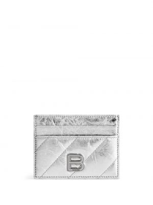 Kožená peněženka Balenciaga stříbrná