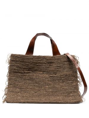 Плетени шопинг чанта с ресни Ibeliv кафяво