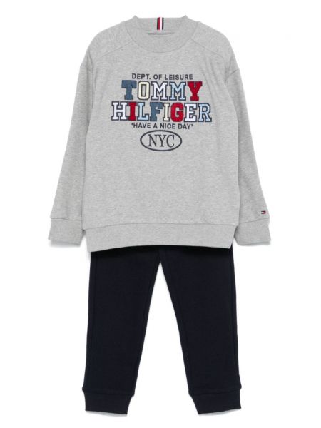 Broderet tracksuit for piger Tommy Hilfiger Junior grå