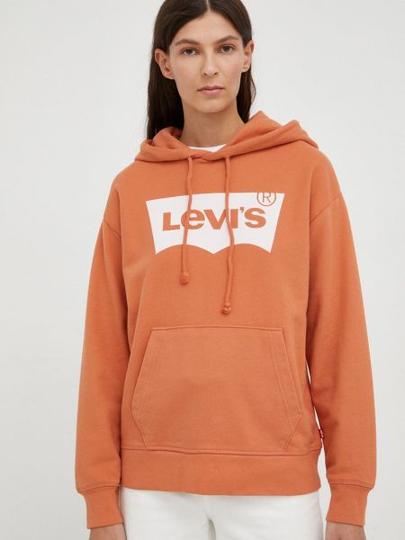 Pamučna hoodie s kapuljačom Levi's® narančasta