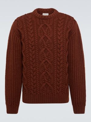 Jersey de lana de punto de tela jersey Dries Van Noten marrón