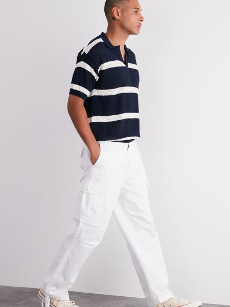 Relaxed панталон Trendyol бяло