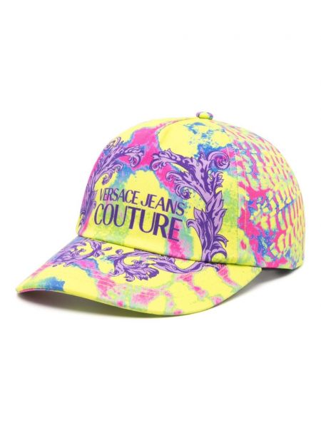 Cap aus baumwoll mit print Versace Jeans Couture gelb