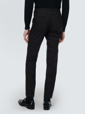 Pantalones de lana slim fit Tom Ford negro