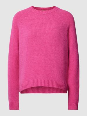 Dzianinowy sweter wełniany z alpaki Boss różowy
