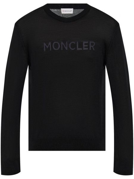 Baskılı yün uzun kazak Moncler siyah